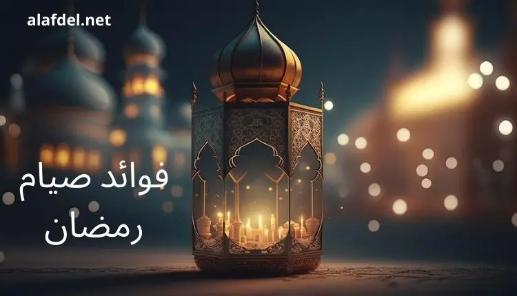 صورة بها فانوس رمضان وخلفه مساجد بعيدة ضمن الحديث عن فوائد صيام رمضان