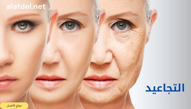 صورة بها ثلاثة وجوه لإمراة وذلك للتعبير عن حدوث التجاعيد wrinkles