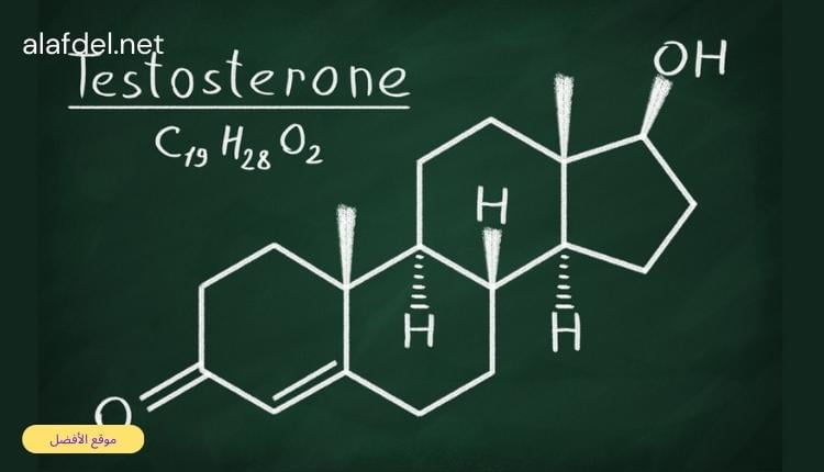 صورة بها خلفية سوداء توضح تركيب هرمون التستوستيرون ضمن الحديث عن أهمية هرمون التستوستيرون في صحة الرجل