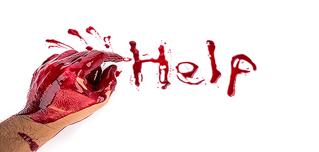 bleeding hand on the white background and written on the picture Hemophilia الهيموفيليا