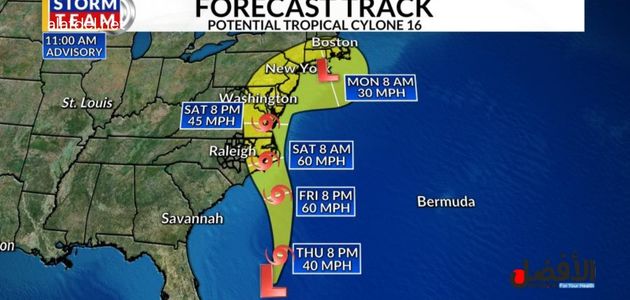 A color image containing a map of the eastern part of America within the talk about tropical storm warnings and Preparedness and Safety Measures