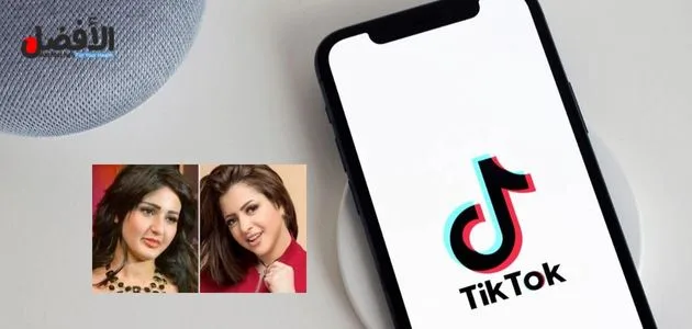 صورة بها شعار تيك توك بجوارها صورة مني فاروق وشيماء الحاج ضمن الحديث عن افلام مني فاروق وشيماء الحاج سكس