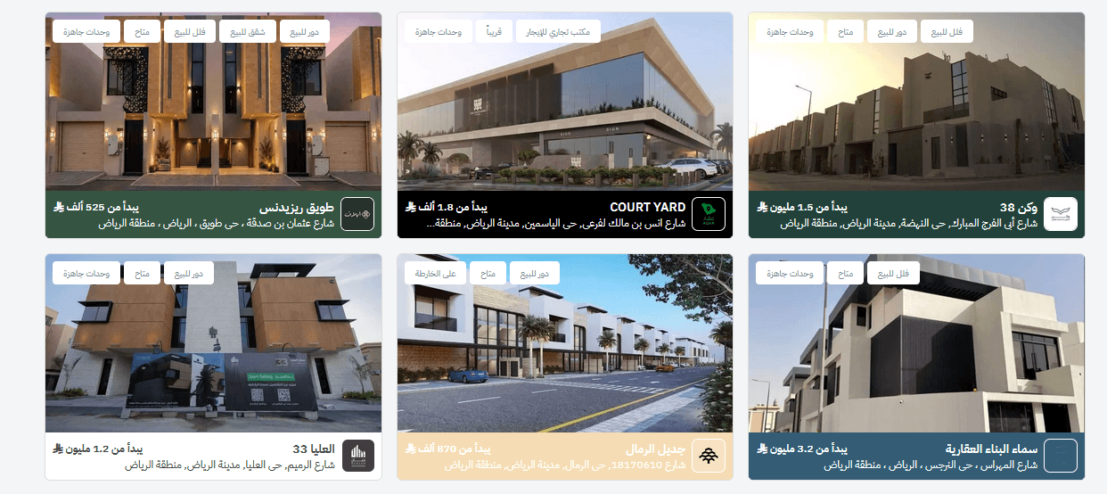 المشاريع العقارية في الرياض